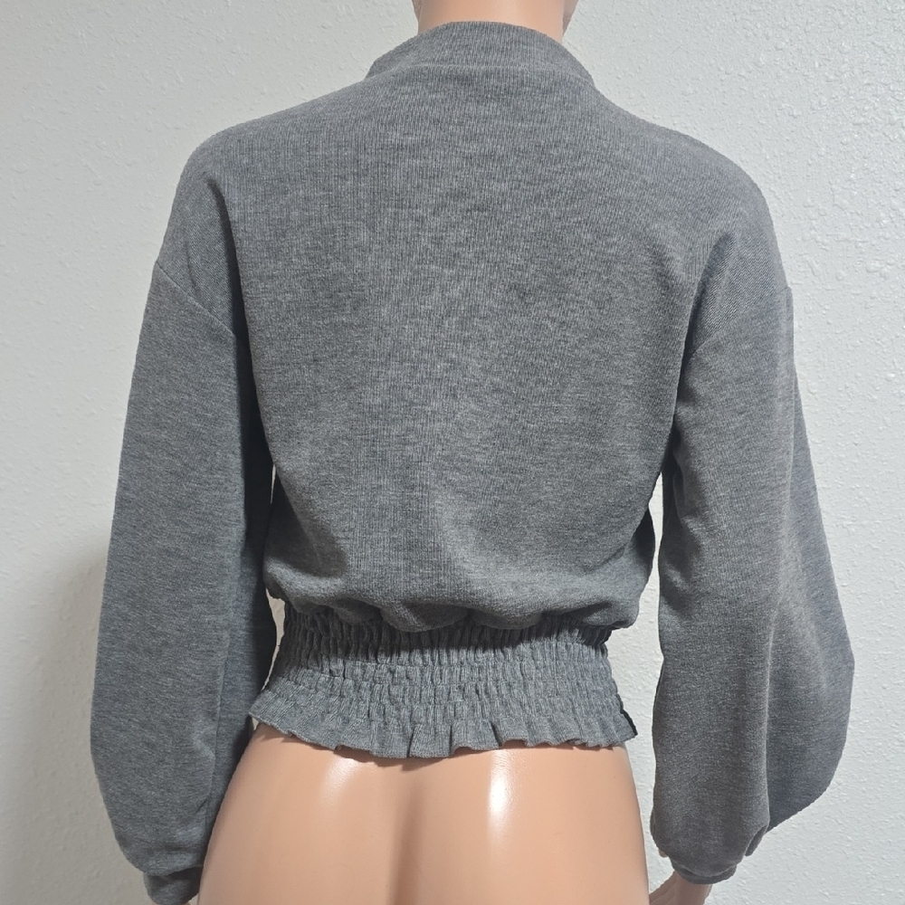 URBAN Romantics Charcoal Smocked Hem Sweatshirt - Picture 2 of 5